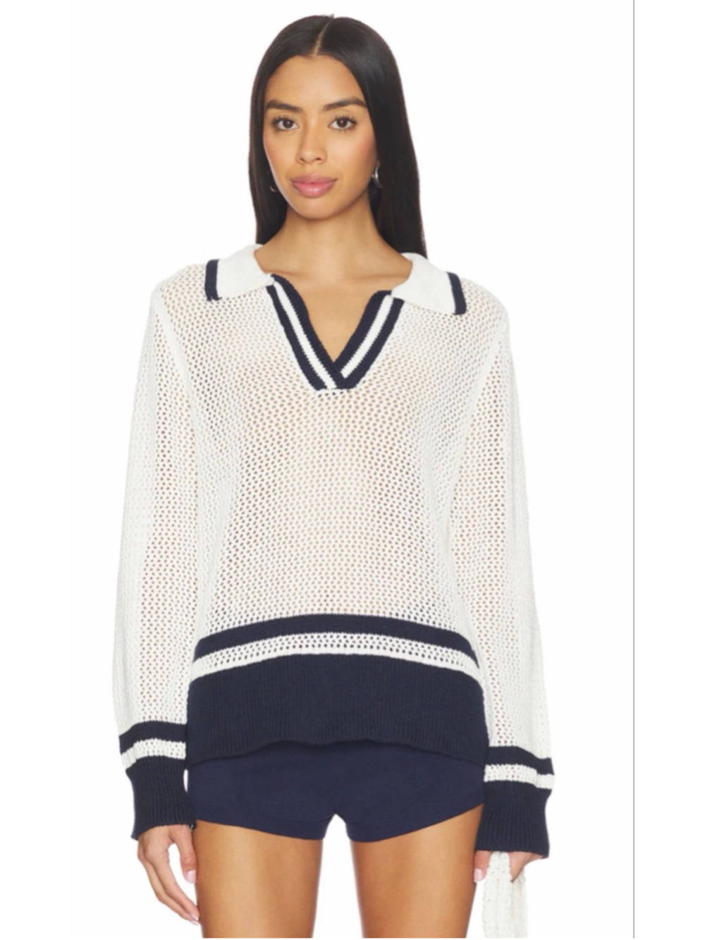 Bobi| Stripe Polo Knit Crochet Top| NWT| Size small | $